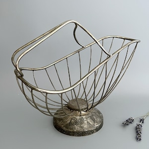 Bottle basket silver-plated metal mid century vintage
