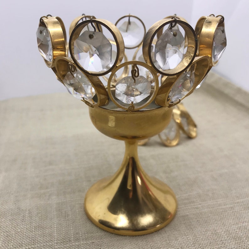 Crystal candle holder Weinfurtner German crystal Vintage home decor Elegant candle holder 24 k gilded Vintage tea light holder