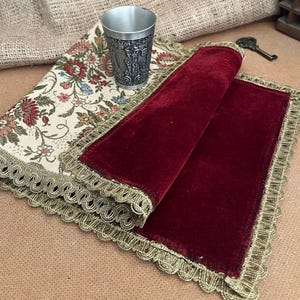 Vintage Velvet Altar Runner – Reversible Tapestry Table Runner – Gothic Altar Decor – Witch Ritual Cloth