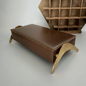 Mid Century Schmuckbox Schmuckschatulle mit 2 Fächern - Dunkelbraune Tarotkarten Box - Altar Box - 24x14 cm