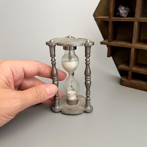 Heraldic Lions Gothic Pewter Hourglass , Vintage