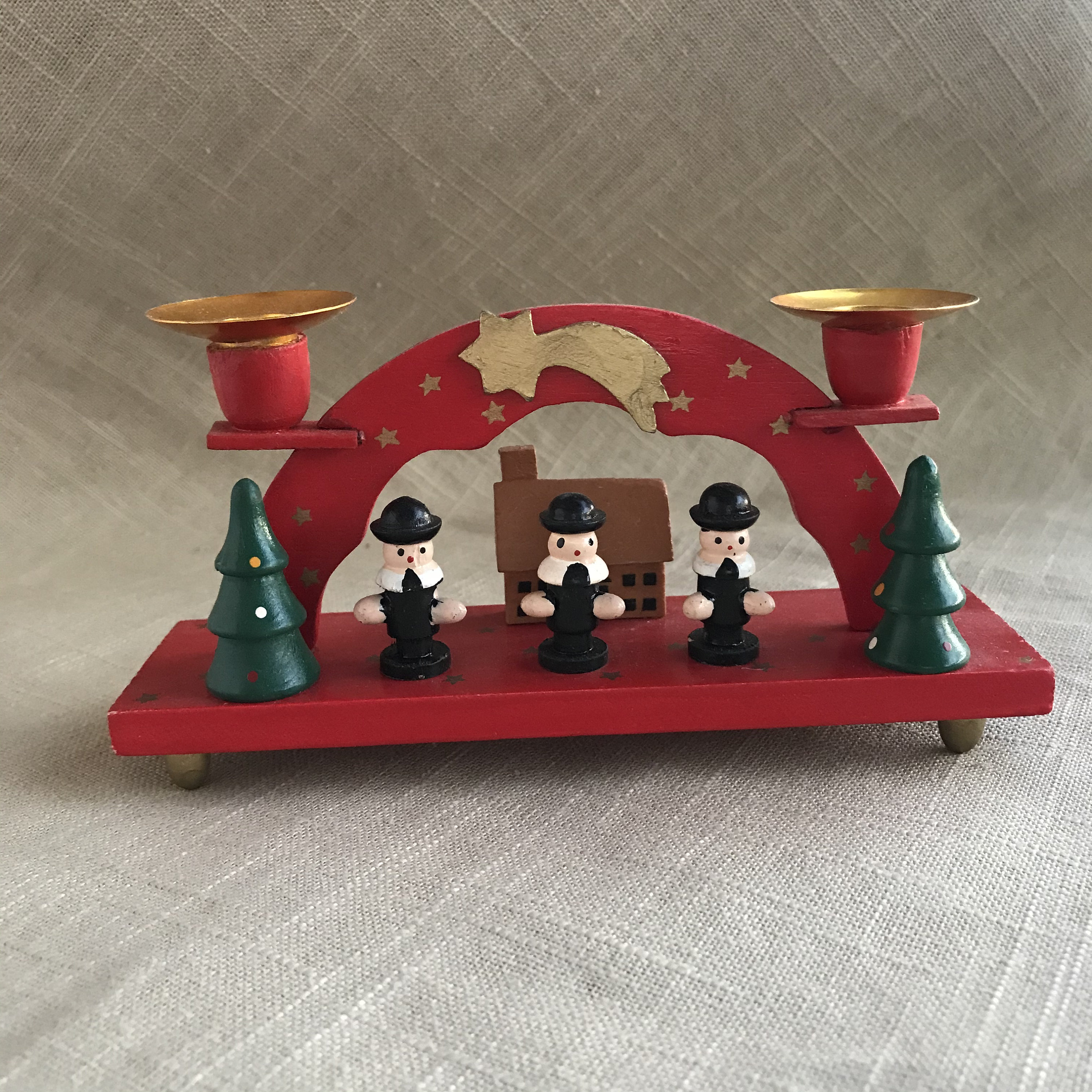 Vintage christmas candle holder German wood christmas Etsy