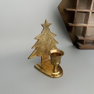 Tree Candle Holder - Etched Brass Tree Candlestick - Vintage Candlestick Holder - Brass Home Decor - Altar Decor