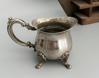 Small footed Witch Cauldron - Victorian style Silver Plated Vintage Offering Bowl - Offering Vessel - Altar Ritual Decor - Witch Gifts