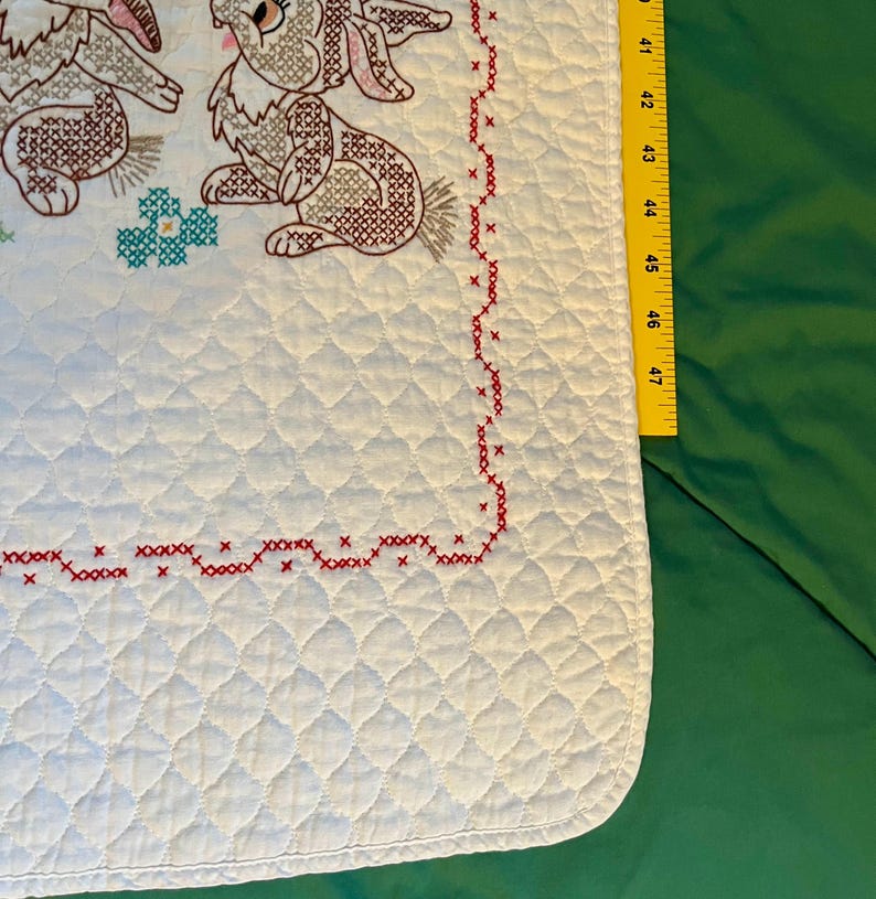 Vtg Disney Bambi And Friends Cross Stitch Lightweight Blanket COMPLETED Paragon image 6