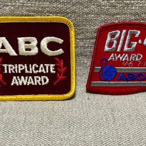 Vintage ABC Game Triplicate & Big 4 TWO Patches American Bowling Award