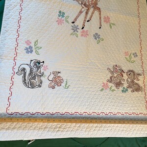 Vtg Disney Bambi And Friends Cross Stitch Lightweight Blanket COMPLETED Paragon image 3