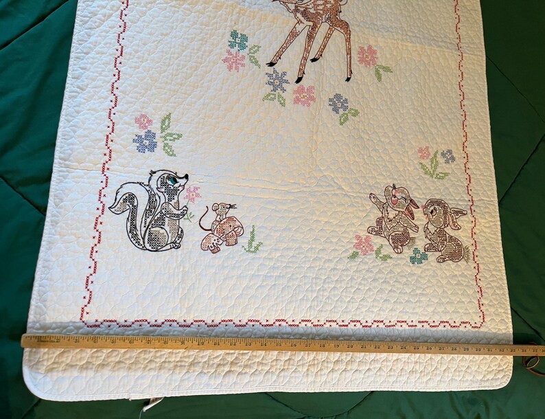 Vtg Disney Bambi And Friends Cross Stitch Lightweight Blanket COMPLETED Paragon image 3
