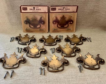 10 Antique Finish Drawer Pulls Early American Chippendale Look Style 3" Centers