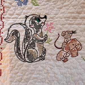 Vtg Disney Bambi And Friends Cross Stitch Lightweight Blanket COMPLETED Paragon image 8