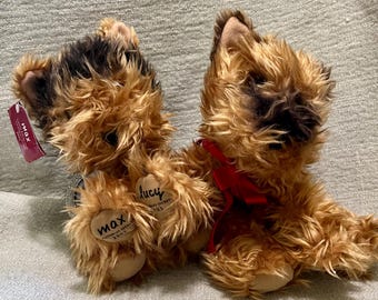 2003 Victoria's Secret Yorkie Twins MAX & LUCY Yorkshire Terrier Puppies Scruffy Brown Black Dogs