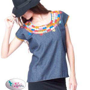 Denim top with beautiful embroidery
