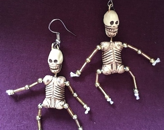 Skeleton earrings, Skull earrings for your Halloween Outfit or Day of Death Costume
