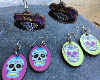 Skull earrings for your Halloween Outfit or Day of Death Costume