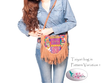 Handbag with colourful pattern