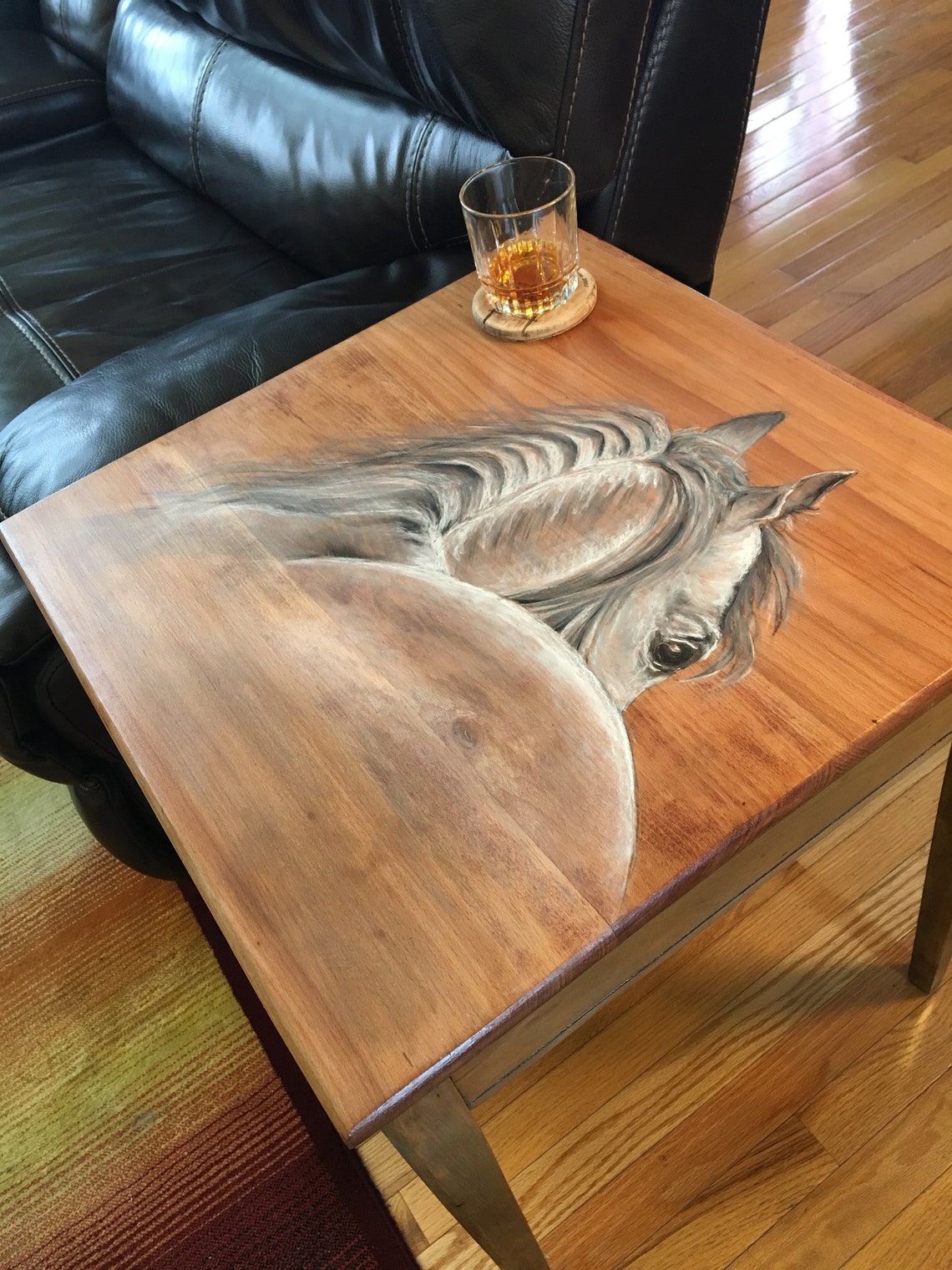 SOLD sample of CUSTOM WORK Hand Painted Side Table Horse Etsy