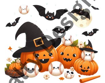 Halloween baseball pumpkins image