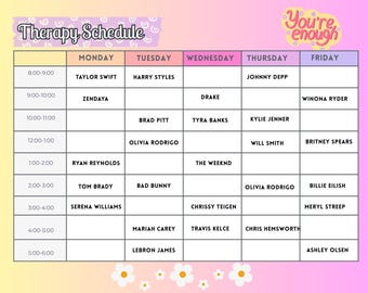 Therapy Schedule Template: Editable Canva Design (Digital Download)
