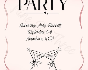 Bachelorette Party Invitation, Trendy Customizable Invite (Digital Download)