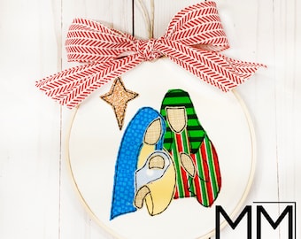 Holy Family Embroidered Christmas Ornament