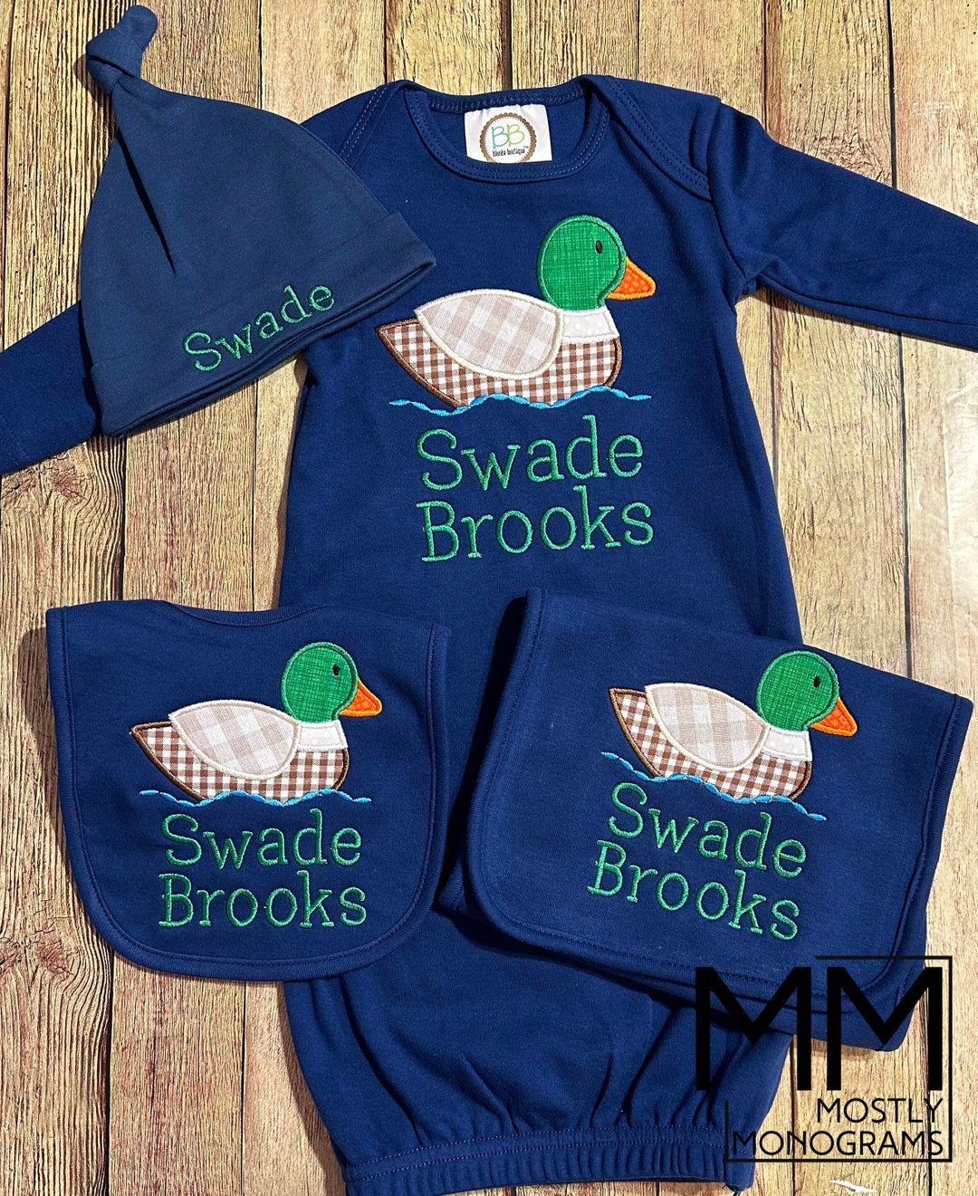 Duck Baby Gown / Coming Home Outfit / Baby Gown / Hat / Bib / Burp ...