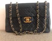 Vintage Chanel Maxi Lambskin Quilted Flap Bag with Gold Hardware (1990-94)
