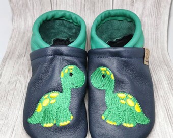 Lederpuschen Krabbelschuh Lauflernschuh Hausschuhe Baby #Dino #sofortversand