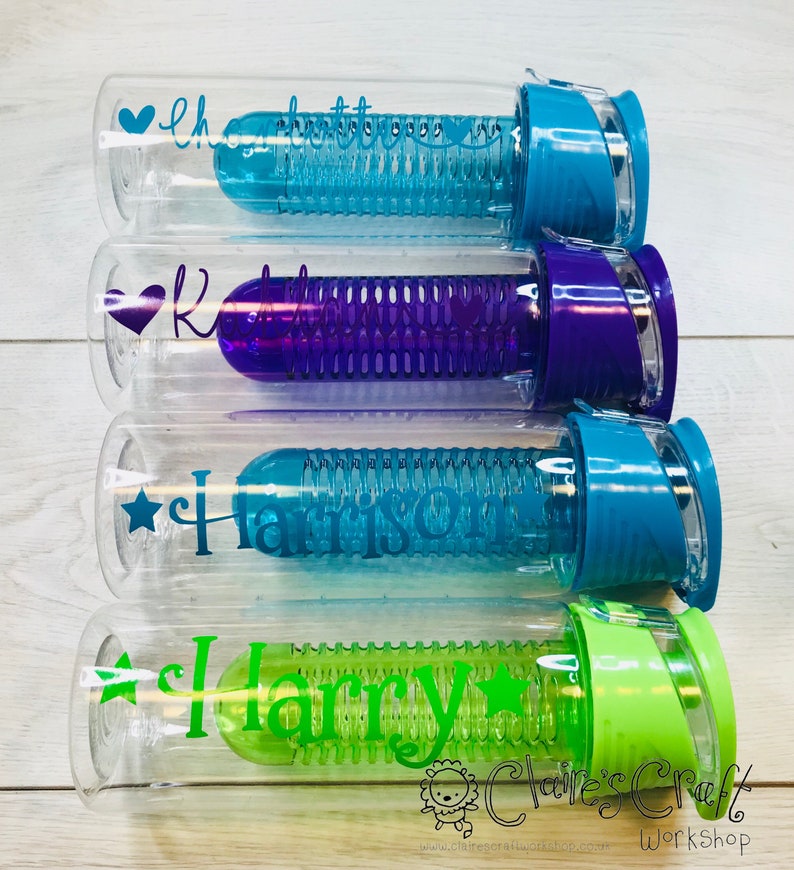 Personalised Water Bottle Straw/fruit Infuser 700ml White Etsy UK