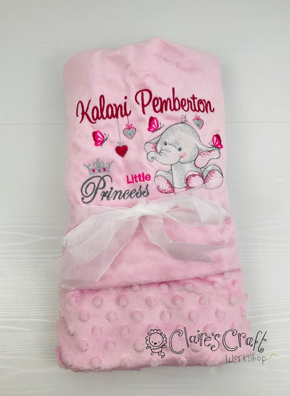 Luxury Baby Bubble Blanket in White Blue or Pink With Cute Elephant Design and Babies Name for Births Christenings Baby Gifts Birthday Etsy Canada