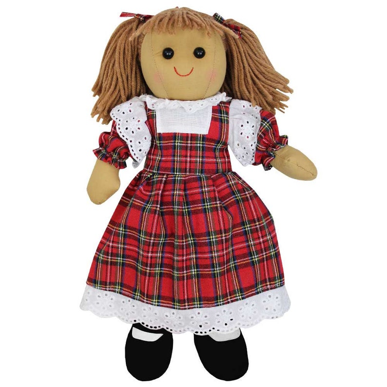 Personalised Rag Doll in a Red Tartan Dress With Name Etsy UK
