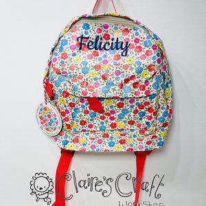 Personalised Bright Floral Mini Backpack for children, School Bag, Nursery, Kids, Rucksack, Rucsac, Wipeclean, named, child