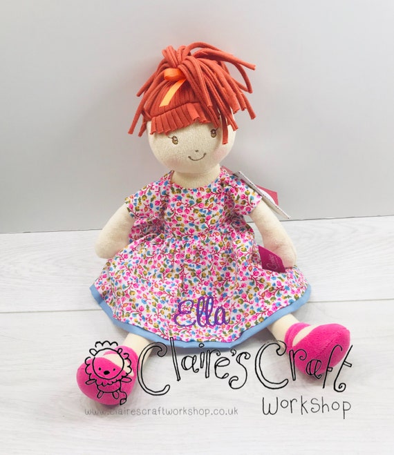 Muneca de trapo personalizada Molly con nombre bordado pelo rojo comercio etico justo muneca suave regalo de cumpleanos Etsy Espana