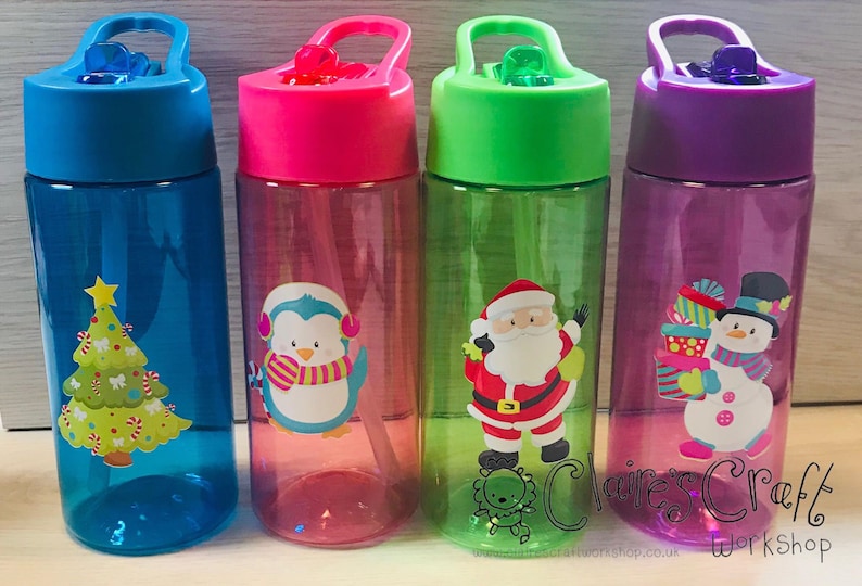 Kids Christmas Water Bottle with Picture and Name image 2