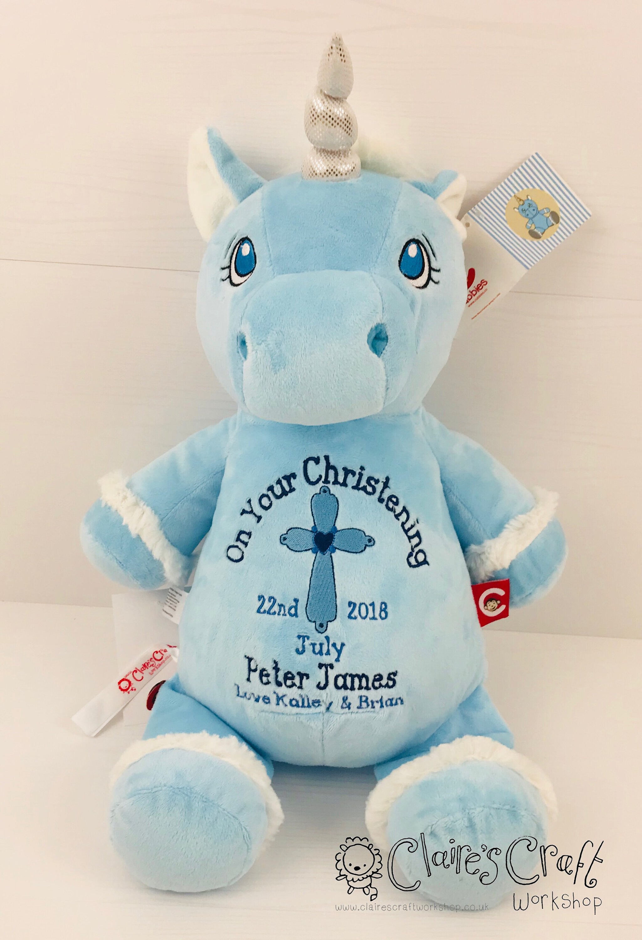 Personalised Embroidered Cubbies Blue Unicorn Teddy Bear with | Etsy