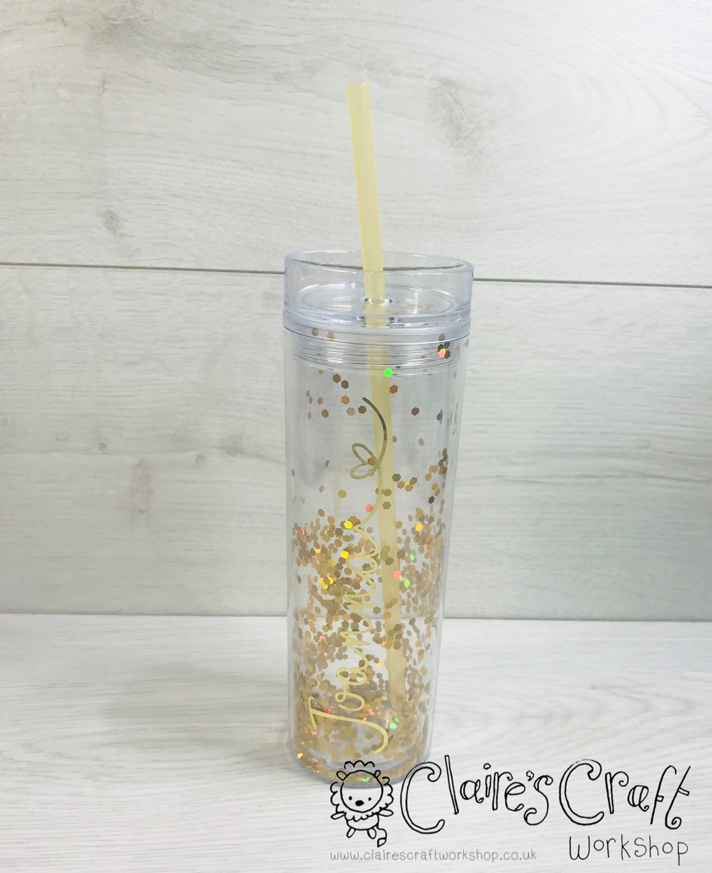 Personalised Glitter Tumbler With Straw Approx 400ml Pink Etsy UK