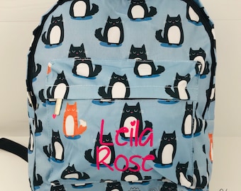 Personalised Cat Backpack for School, Nursery, Kids, Adults,  Rucksack, Rucsac, named