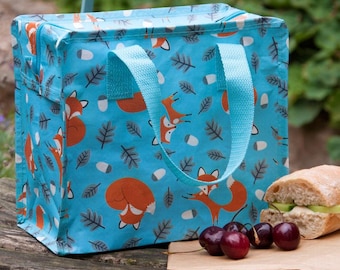 Personalised Fox Lunch Bag/Wash Bag/storage for children & adults, School, Work, Nursery, Kids, Wipeclean, named, child, NOT insulated, Eco
