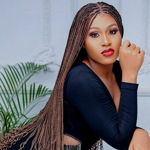 BOHO BRAIDS WIG Knotless Braided Wig With Wavy Ends Updo Etsy