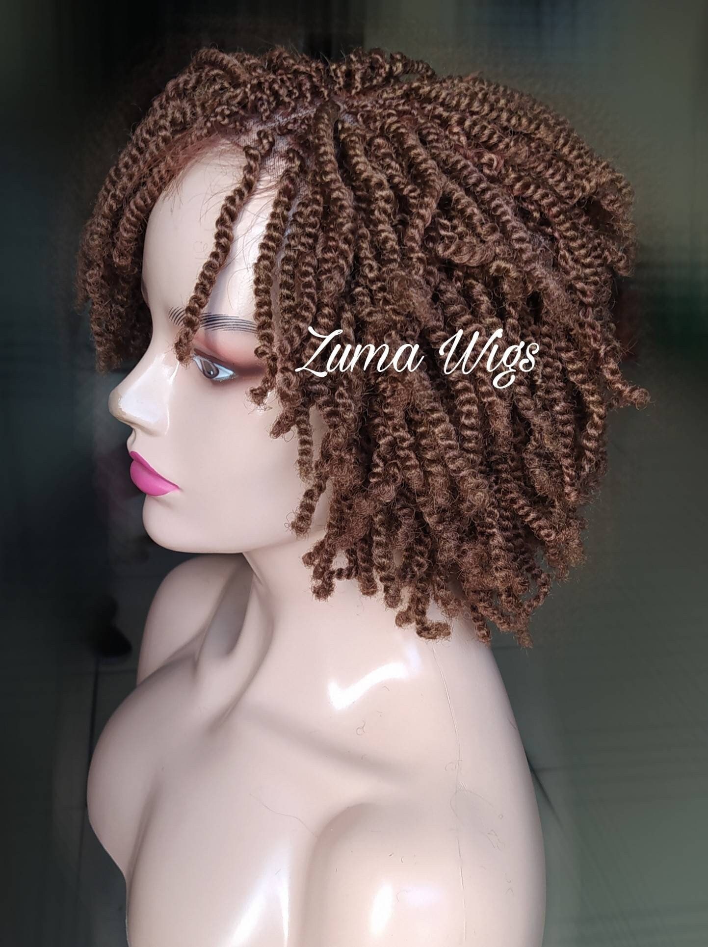 Kinky Twists Wig Short Lace Front Braided Wig Custom Made Etsy