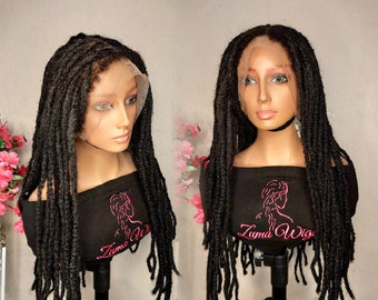 Black dreadlock wig, black synthetic dreads wig, 18 inches, made to order