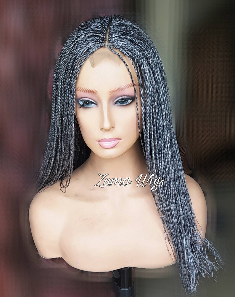 Grey Wigs for Women Gray Braid Wig Salt and Pepper Wigs Etsy