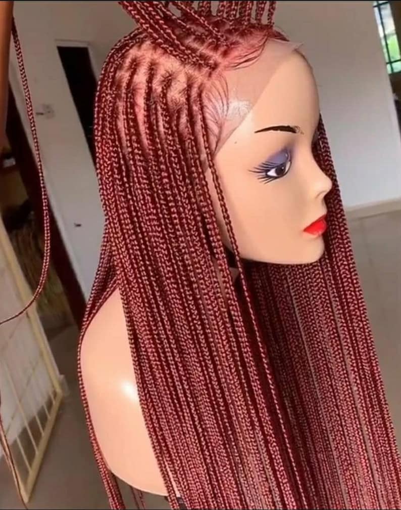 Braided Wig Knotless Box Braid Wig Box Braids Lace Front Full Etsy