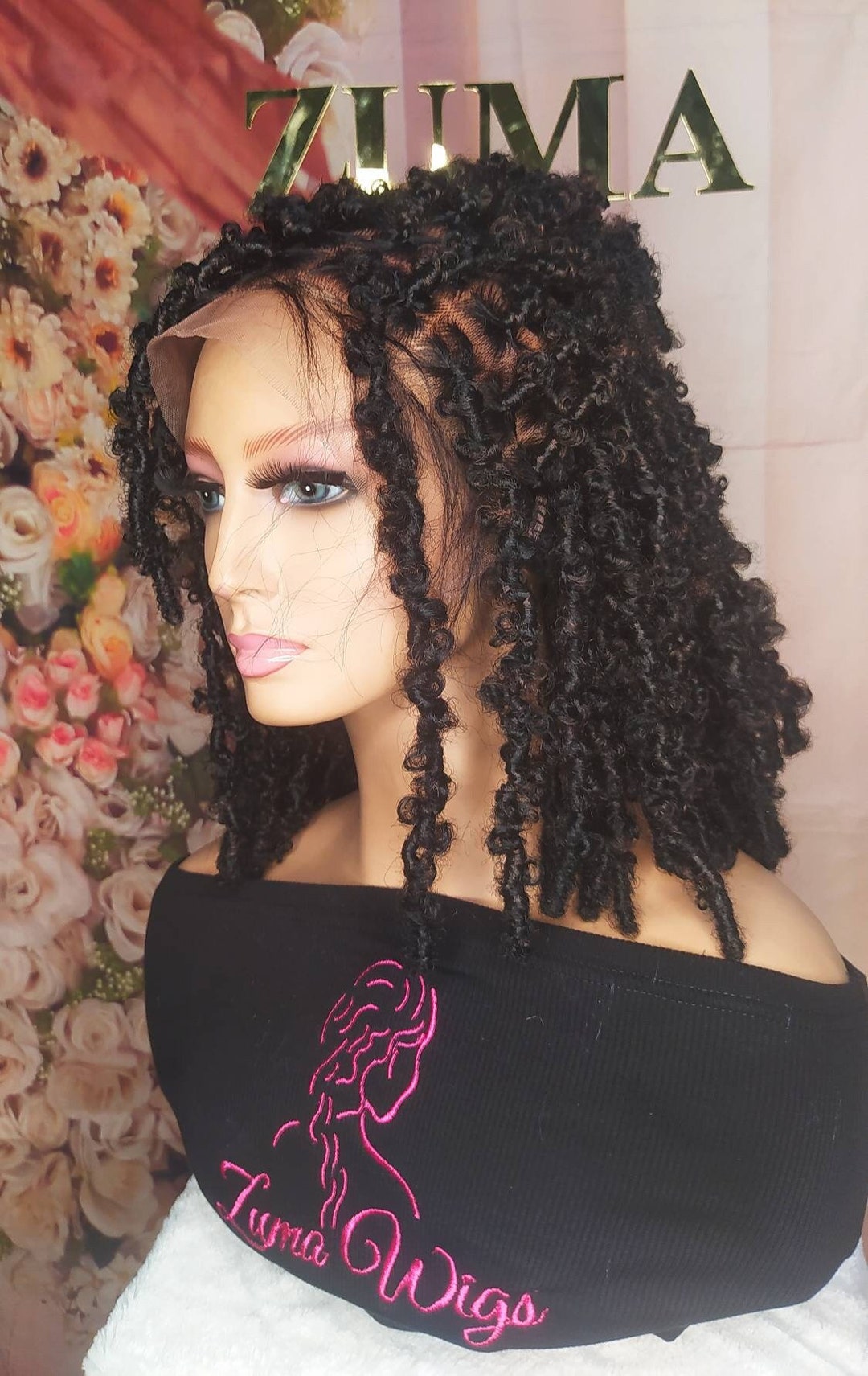 BUTTERFLY LOCS Wig, Faux Distressed Locs, Short Lace Front Wig, 360