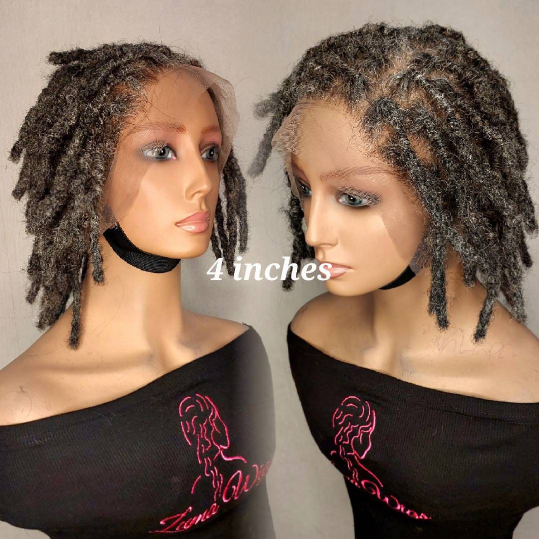 Grey DREADLOCK WIG Human Hair Full Lace Dreadlock Wig Short Etsy