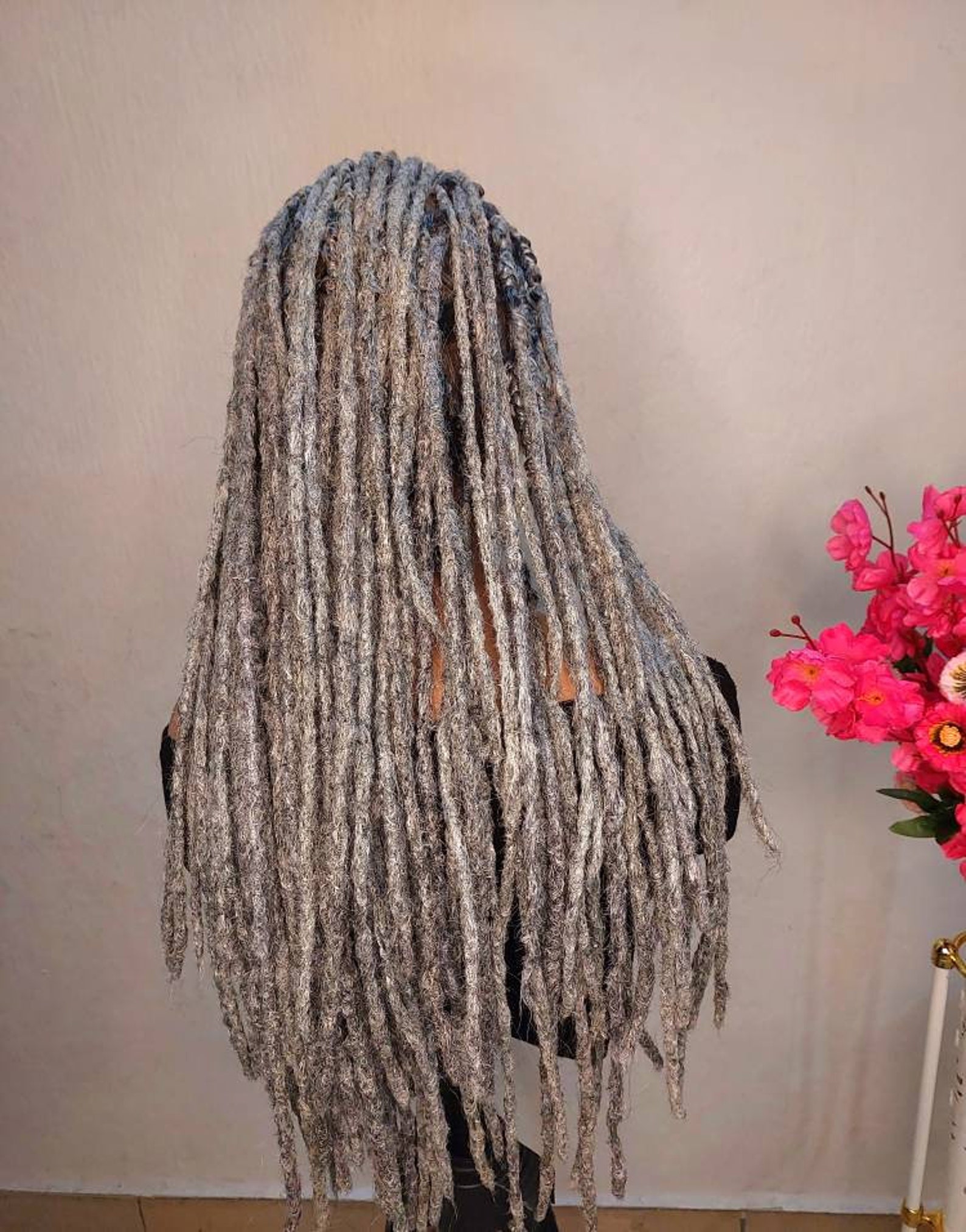 DREADLOCK WIG Grey Dreadlock Wig Full Lace Synthetic Etsy