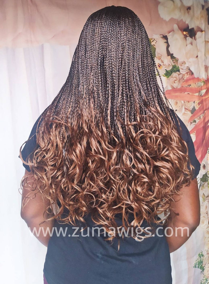 French Braid Wig With Curl Ends Knotless Box Braids for Black Etsy UK