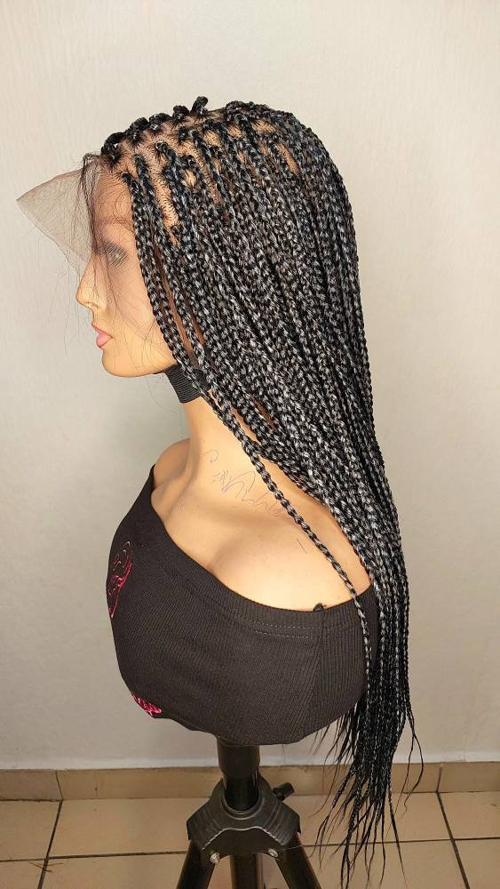 FULL LACE BRAID Wig Salt and Pepper Braid Wig Etsy