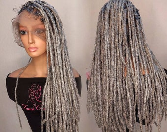 DREADLOCK WIG,  grey dreadlock wig, full lace synthetic dreadlocks wig, Custom colors dreadlock wig, swiss lace