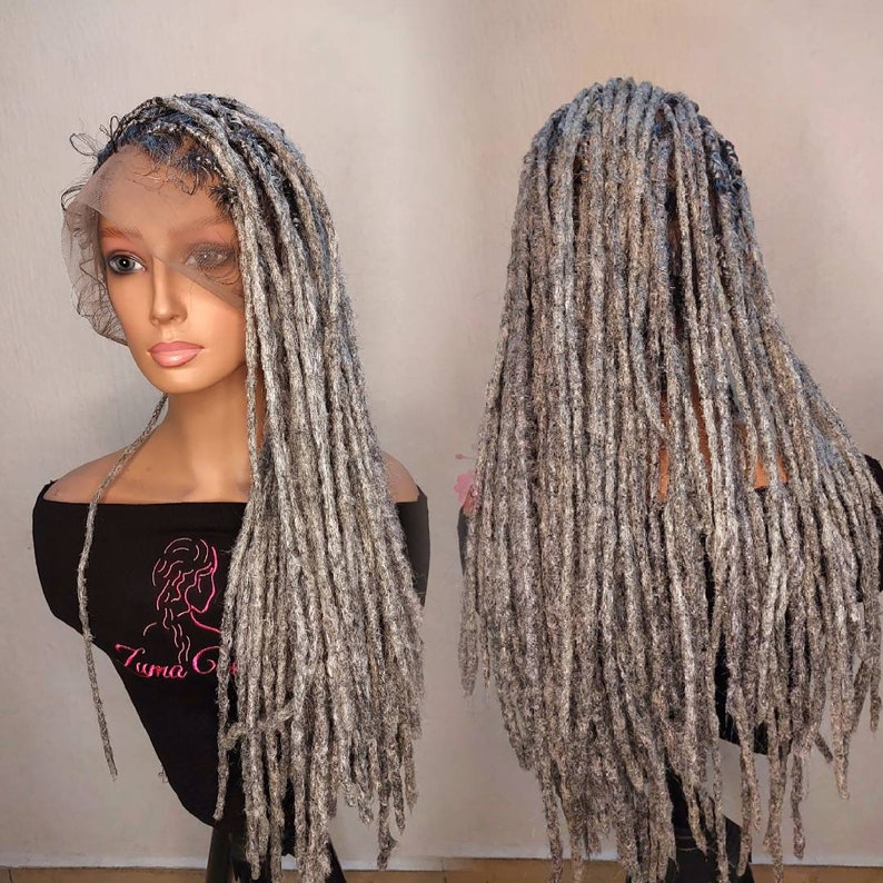 DREADLOCK WIG Grey Dreadlock Wig Full Lace Synthetic Etsy