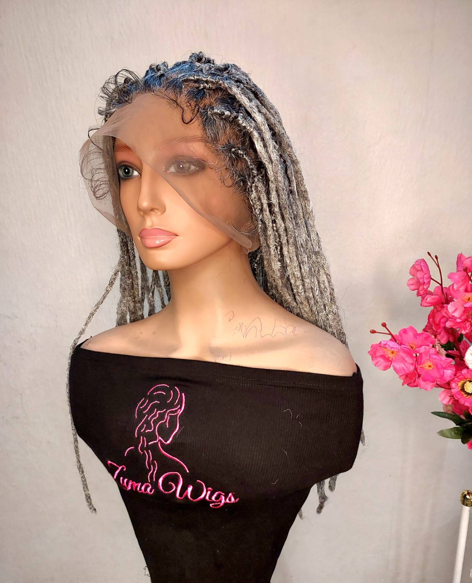DREADLOCK WIG Grey Dreadlock Wig Full Lace Synthetic Etsy